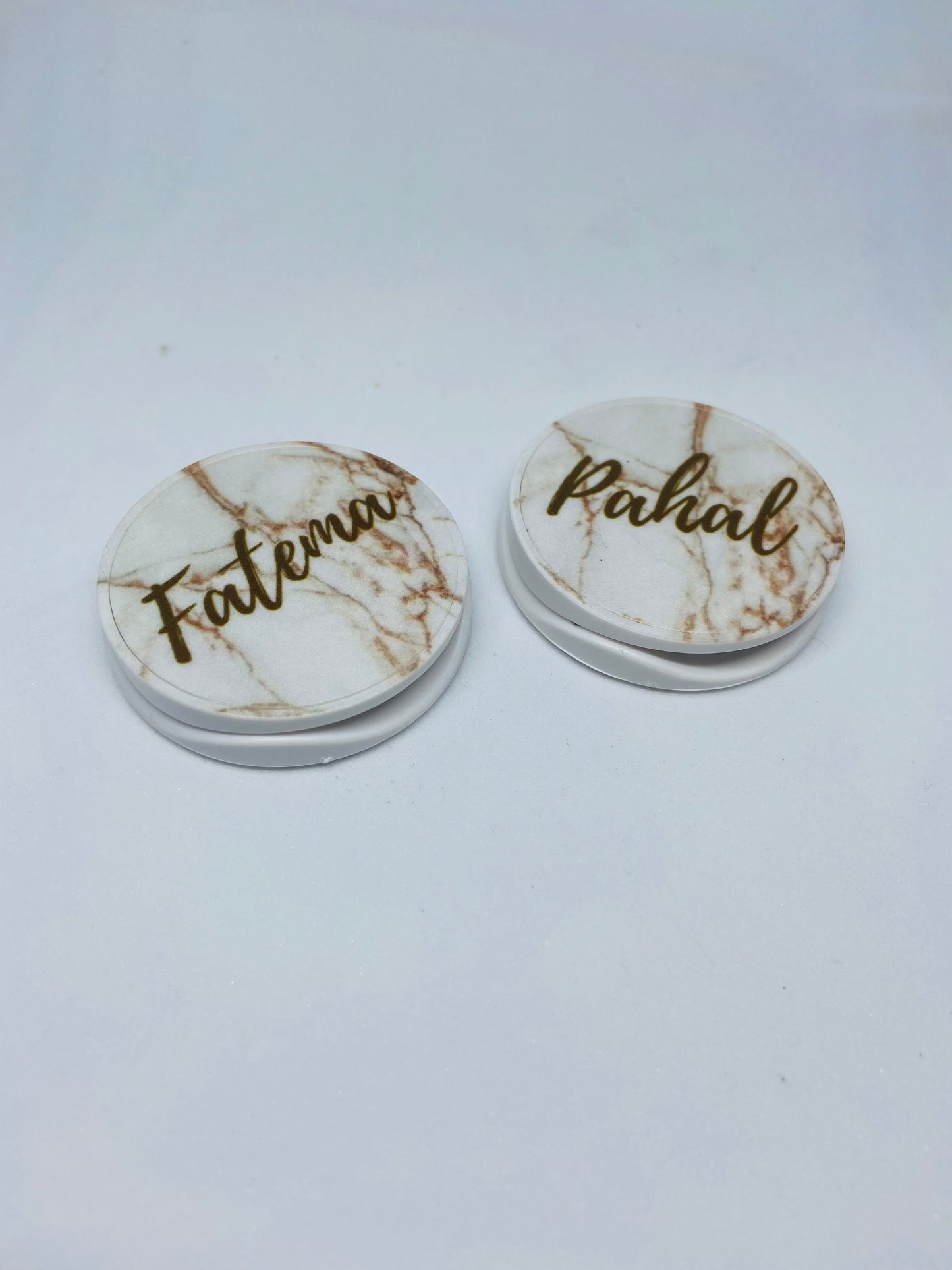 Pop Socket White Marble Print with Your Name in English