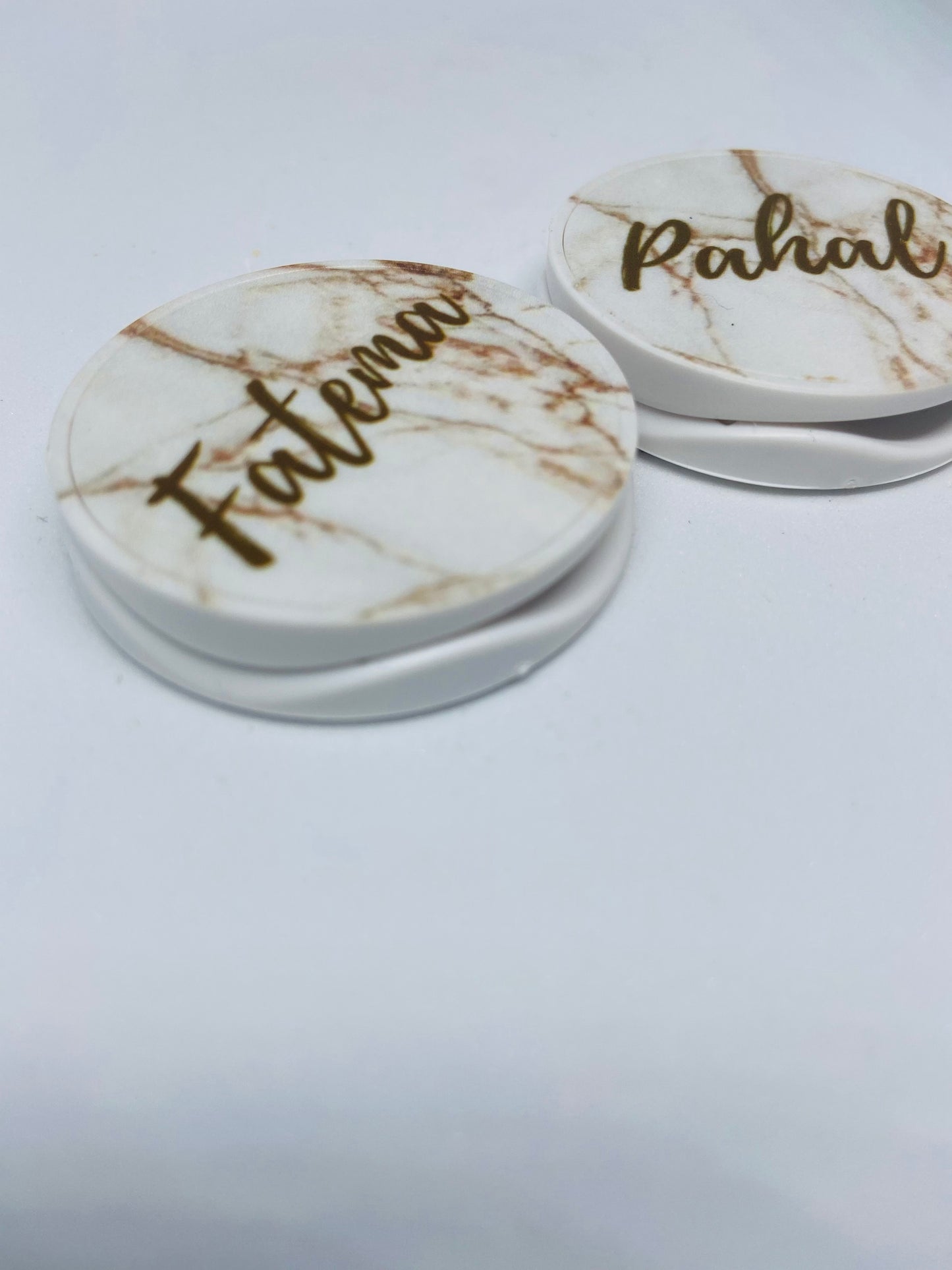 Pop Socket White Marble Print with Your Name in English