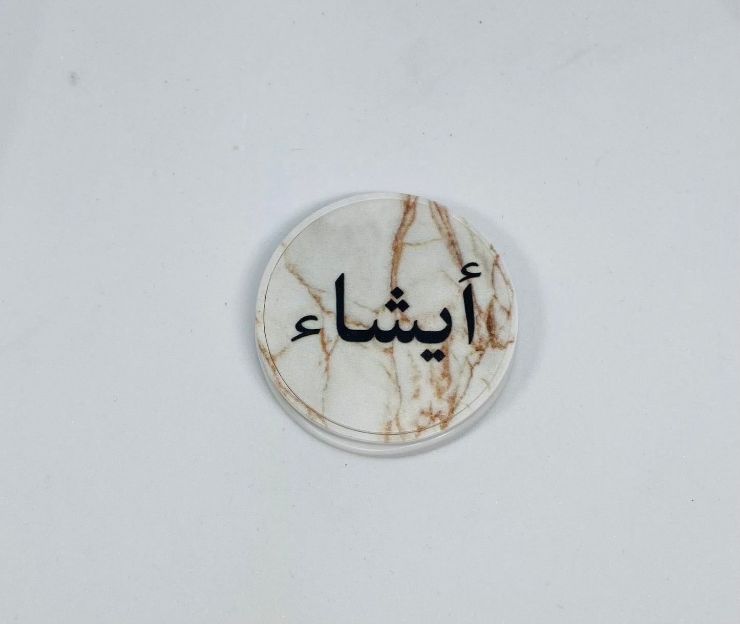 Pop Socket White Marble Print with Your Name in Arabic